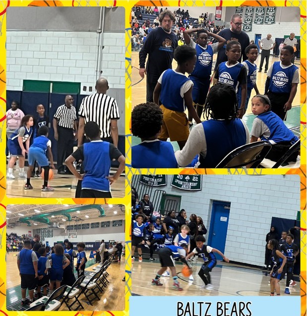  Our basketball teams out on the court during the game