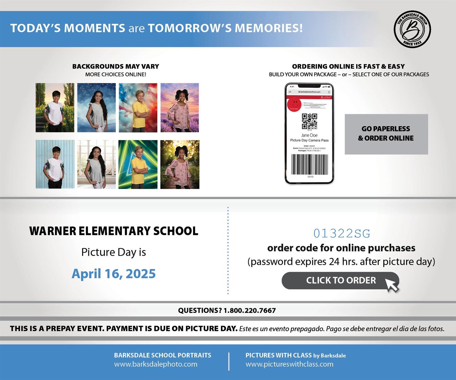  Spring Picture Day Order Form