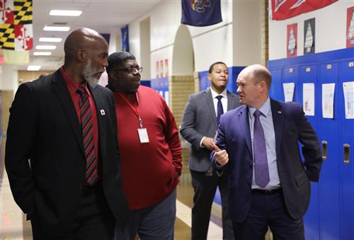 Senator Coons, Superintendent Green and staff 